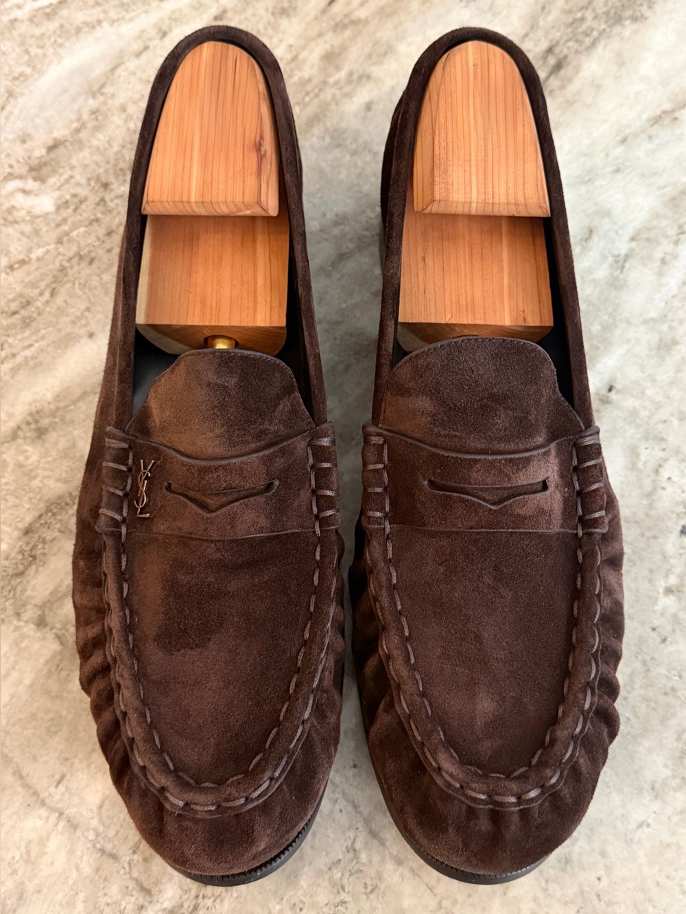 SAINT LAURENT Le Loafer Supple Dark Chocolate Brown Suede 46 / 13 US YSL $1250